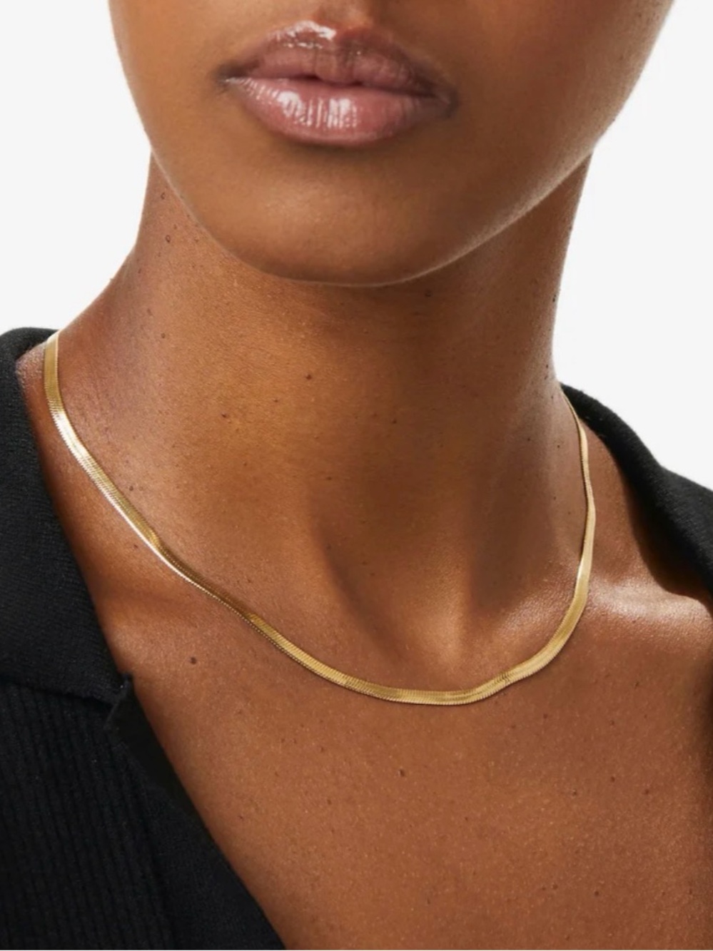 Gold Herringbone Chain Necklace - Women Jewelry